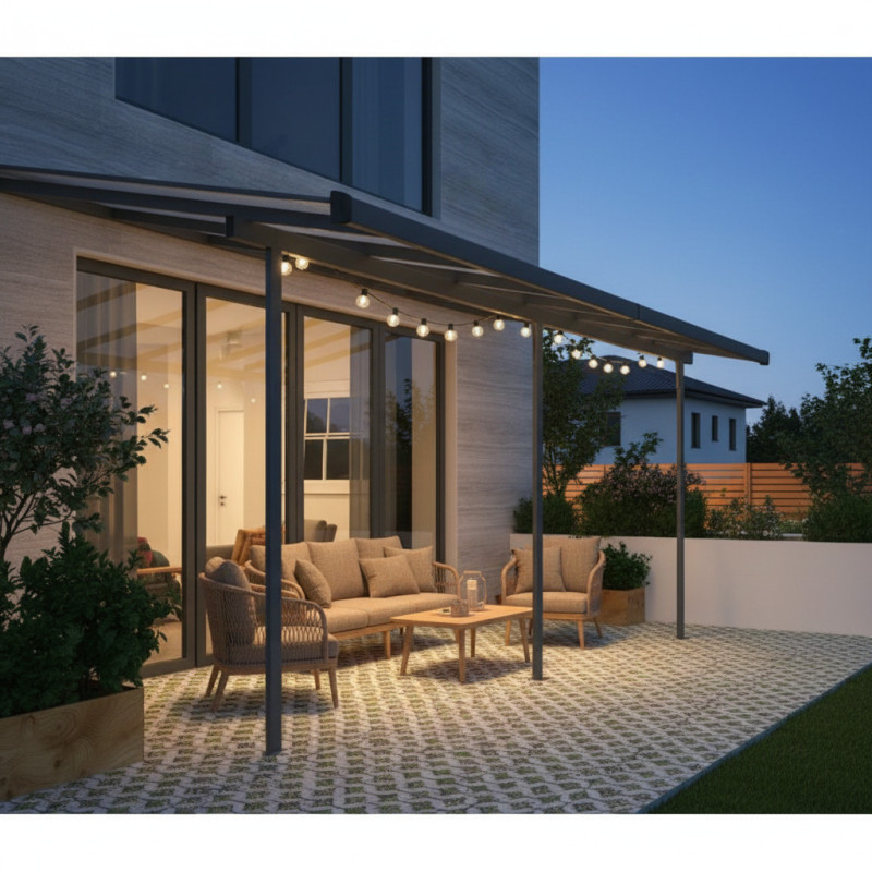 Pergola adossée ajustable en aluminium 3,05x5,57m X-METAL