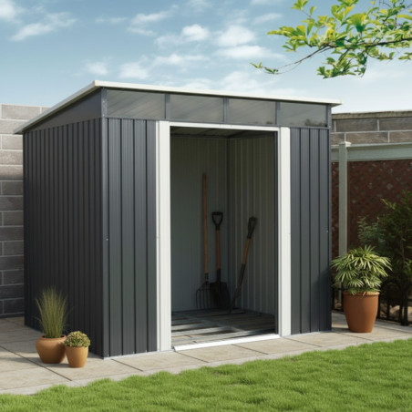 Abri en métal anthracite Skylight 5,64m² + kit d'ancrage X-Metal