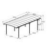 Carport alu anthracite 3x6,47m + Toit polycarbonate 6mm X-METAL