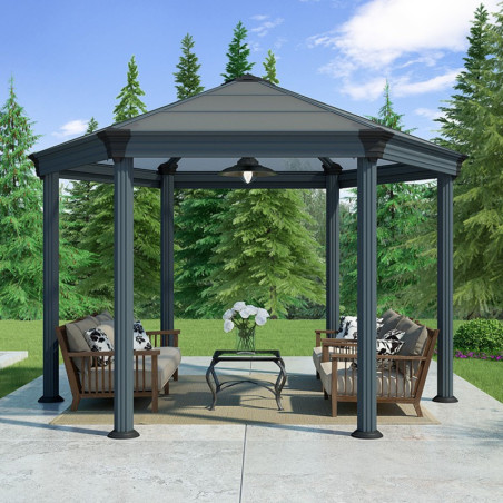 Pergola alu 359x414,5cm Roma Palram avec toit en polycarbonate