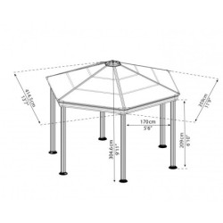 Pergola alu 359x414,5cm Roma Palram avec toit en polycarbonate