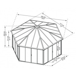 Pergola fermée en alu et polycarbonate 517x595cm Garda - Palram - Canopia