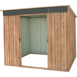 Abri en métal imitation bois Skylight à toit plat 4,84m² DURAMAX