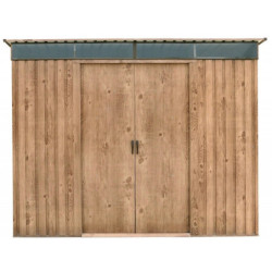 Abri en métal imitation bois Skylight à toit plat 4,84m² DURAMAX