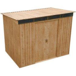 Abri en métal imitation bois Skylight à toit plat 4,84m² DURAMAX