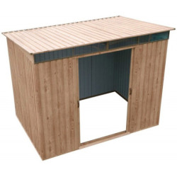 Abri en métal imitation bois Skylight à toit plat 4,84m² DURAMAX