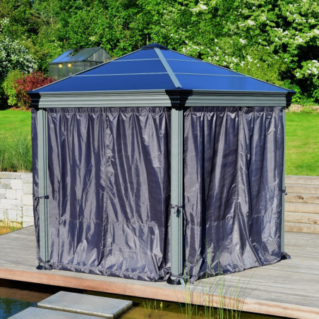 Rideaux en polyester gris pour pergola Roma™ - Palram - Canopia