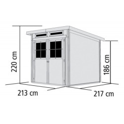 Abri toit plat en bois massif 19mm 4,62m² Glücksburg 3 de Karibu