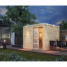 Abri en bois massif 19mm à toit plat Qubic 6,05m² - Karibu