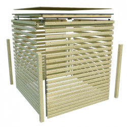 Abri de jardin en bois vitrifié gris 19mm Qubic de 6.05m² Karibu