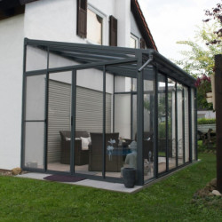 Véranda 300x425cm alu gris et polycarbonate 8mm Sanremo - Palram - Canopia