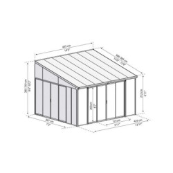 Véranda 400x425cm en alu blanc et polycarbonate 8mm Sanremo Palram - Canopia