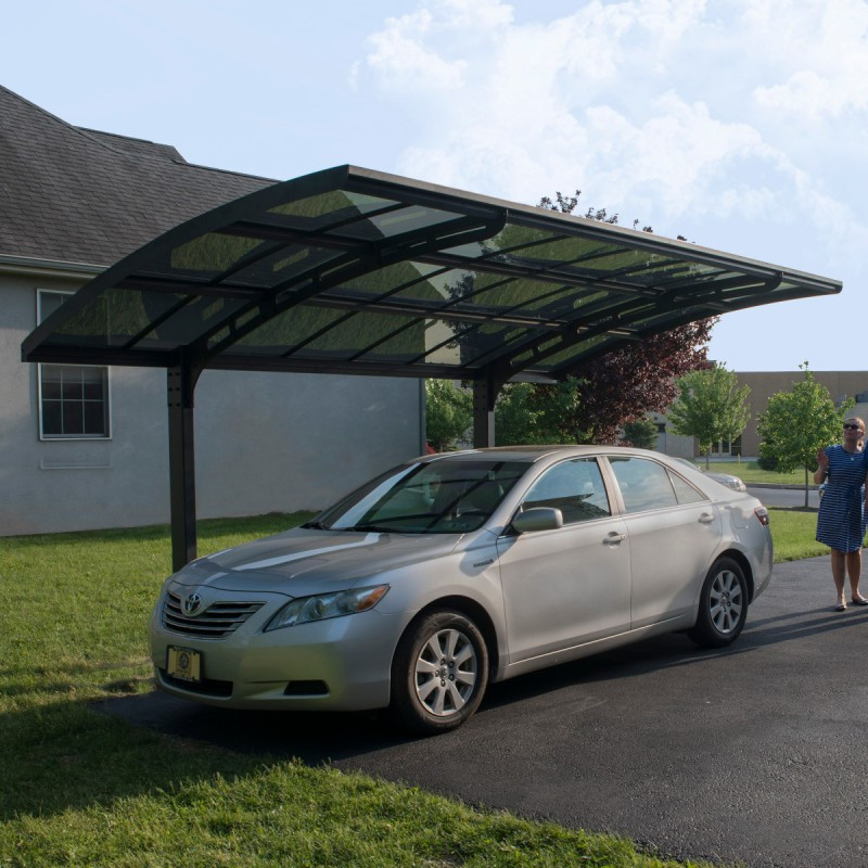 Carport en alu gris et polycarbonate Arizona Breeze 5000 Palram - Canopia