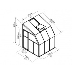 Véranda PVC et polycarbonate transparent 200x200cm Sun Room RION
