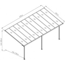 Pergola adossée ajustable en aluminium 3,05x6,18m X-METAL