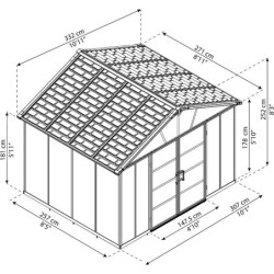 Abri de jardin 7,9m² en polycarbonate YUKON + plancher - Palram - Canopia