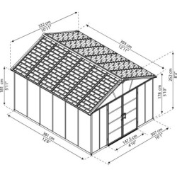 Abri de jardin YUKON en polycarbonate 11,7m² avec plancher Palram - Canopia