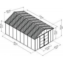 Abri de jardin 17,2m² en polycarbonate avec plancher YUKON Palram - Canopia