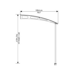 Marquise porte d'entrée en acrylique transparent Vega™ 2000 Palram - Canopia