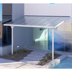 Pergola adossée en alu laqué blanc ajustable - 3,75x2,55m X-METAL