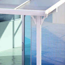 Pergola adossée en alu laqué blanc ajustable - 3,75x2,55m X-METAL