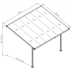 Pergola adossée en alu laqué blanc ajustable - 3,75x2,55m X-METAL