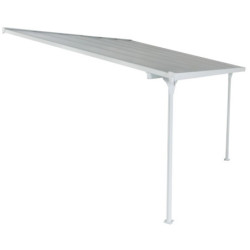 Pergola adossée en alu laqué blanc ajustable - 3,75x2,55m X-METAL
