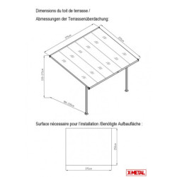 Pergola adossée en alu laqué blanc ajustable - 3,75x2,55m X-METAL
