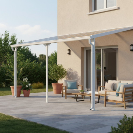 Pergola ajustable en aluminium laqué blanc 3,05x5,57m X-METAL