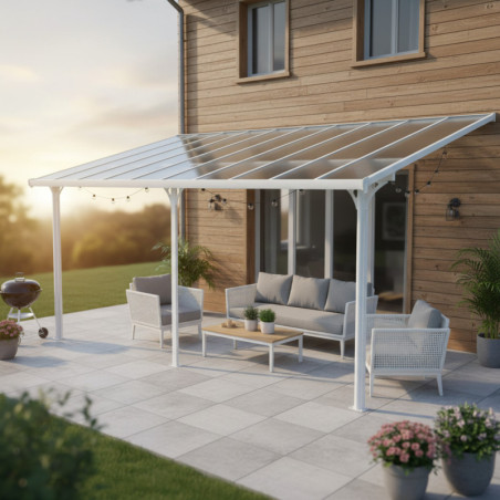 Pergola ajustable en aluminium laqué blanc 3,05x6,18m X-METAL