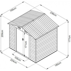 Abri de jardin 4,6m² en métal aspect bois + kit d'ancrage - X-METAL