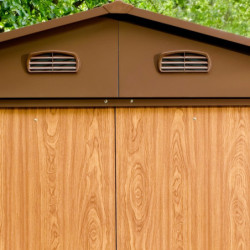 Abri de jardin 4,6m² en métal aspect bois + kit d'ancrage - X-METAL