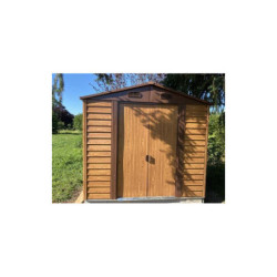 Abri de jardin 4,6m² en métal aspect bois + kit d'ancrage - X-METAL