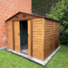 Abri de jardin 6,62m² métal aspect bois + kit d'ancrage - X-METAL