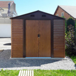 Abri de jardin 6,62m² métal aspect bois + kit d'ancrage - X-METAL