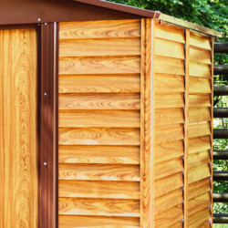 Abri de jardin 6,62m² métal aspect bois + kit d'ancrage - X-METAL