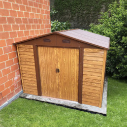 Abri de jardin 6,62m² métal aspect bois + kit d'ancrage - X-METAL