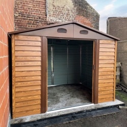 Abri de jardin 6,62m² métal aspect bois + kit d'ancrage - X-METAL