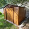 Abri de jardin 6,62m² métal aspect bois + kit d'ancrage - X-METAL