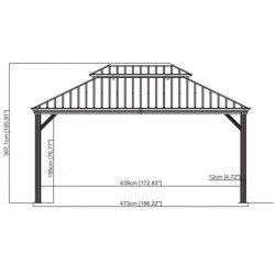 Pergola alu anthracite et acier galvanisé Messina 3,63x4,83m SOJAG