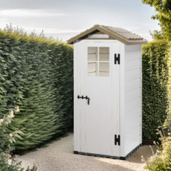 Abri de jardin 0,93m² en PVC + plancher Evo Tuscany 80 – Garofalo
