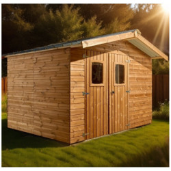 Abri de jardin en bois thermowood 10,60m² + toit acier - HABRITA