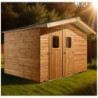 Abri de jardin en bois thermowood 10,60m² + toit acier - HABRITA