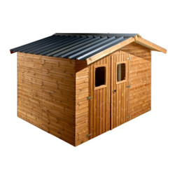 Abri de jardin en bois thermowood 10,60m² + toit acier - HABRITA