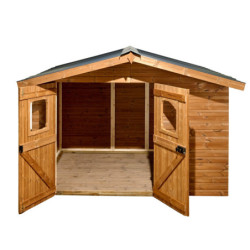 Abri de jardin en bois thermowood 10,60m² + toit acier - HABRITA