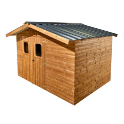 Abri de jardin en bois thermowood 10,60m² + toit acier - HABRITA