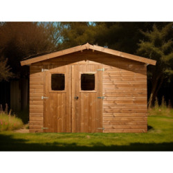 Abri de jardin en bois thermowood 10,60m² + toit acier - HABRITA