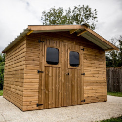 Abri de jardin en bois thermowood 10,60m² + toit acier - HABRITA