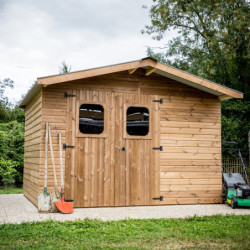 Abri de jardin en bois thermowood 10,60m² + toit acier - HABRITA