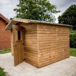 Abri de jardin en bois thermowood 10,60m² + toit acier - HABRITA